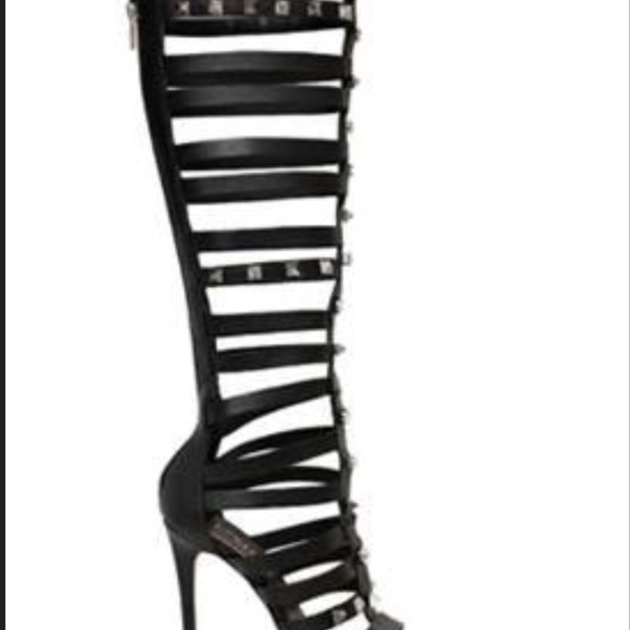 Le Silla Black 100mm Tall Leather Gladiator EU39 - Picture 1 of 8